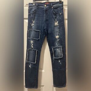 7 For All Mankind Dark Blue Denim Jeans with Red Brand Tag